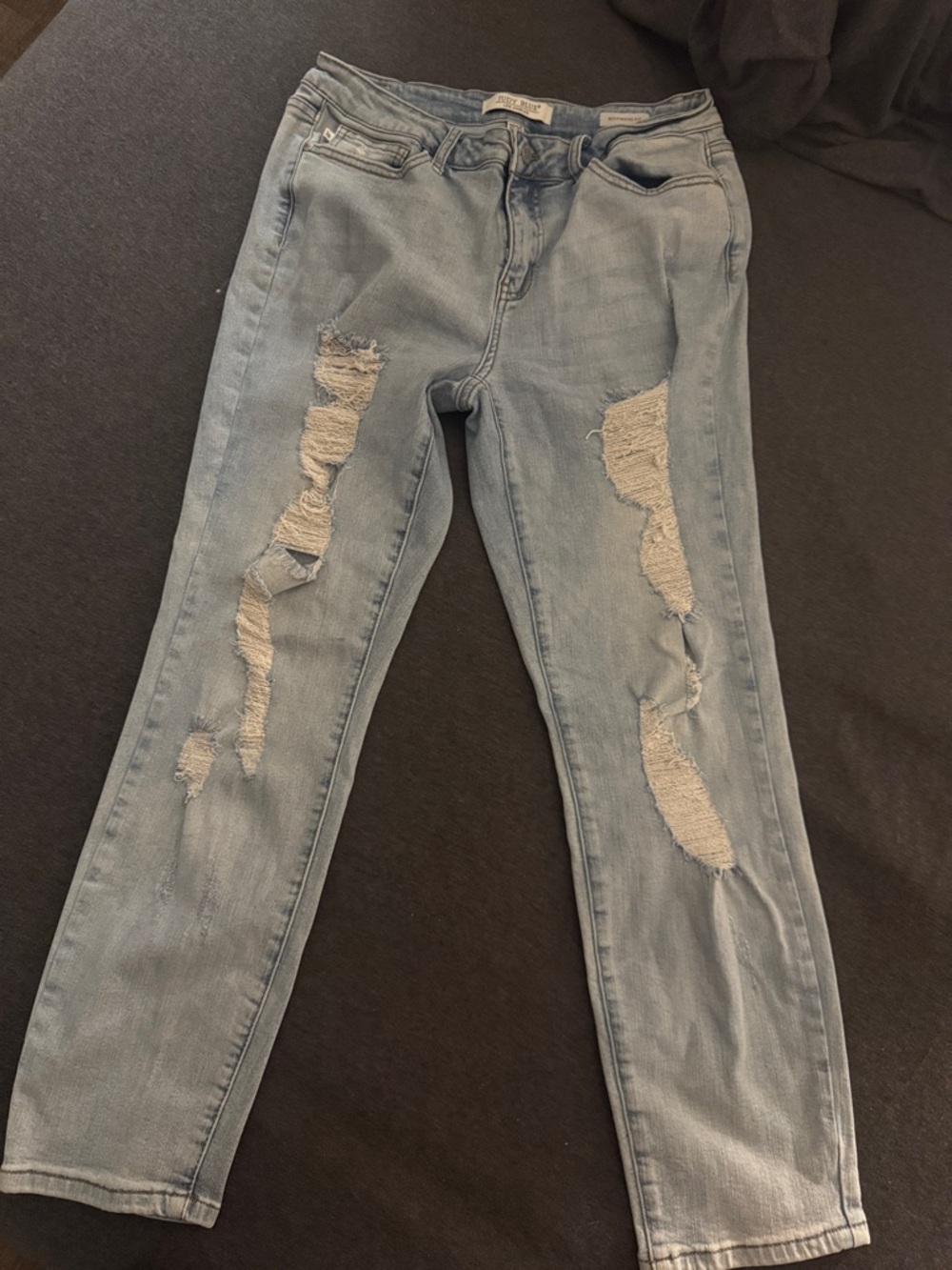 Light Blue Distressed Women's Jeans - Judy blue, boyfriend fit